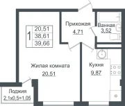 1-комнатная квартира